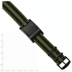 Brushed Black IP ID Bracelet in Stainless Steel with Green Fabric