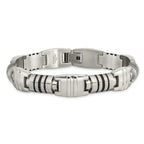 Brushed & Polished Bracelet in Stainless Steel with Black Enamel