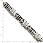 Brushed & Polished Bracelet in Stainless Steel with Black Enamel