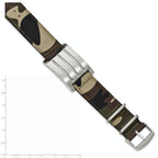 Camo Fabric Adjustable ID Bracelet in Stainless Steel