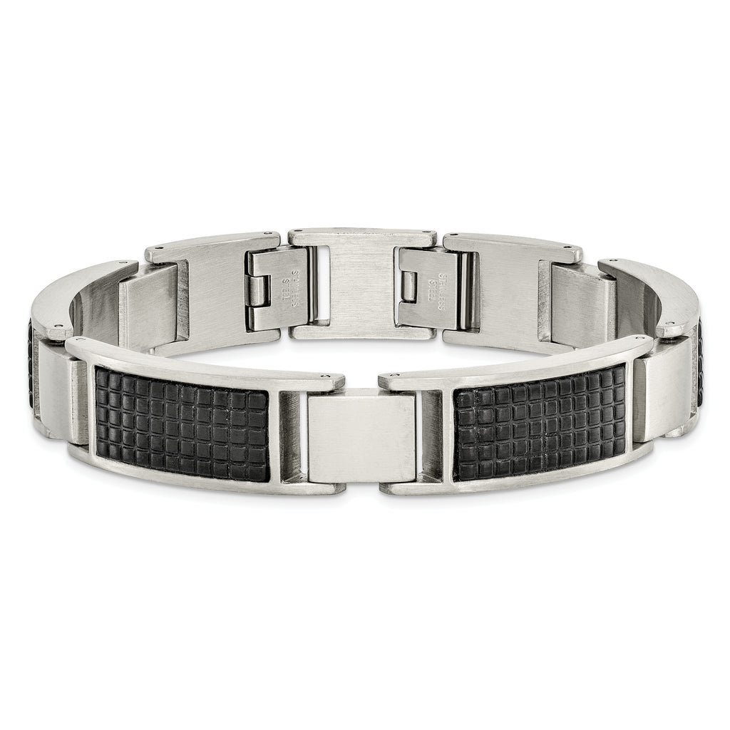Brushed & Black IP Link Bracelet in Stainless Steel
