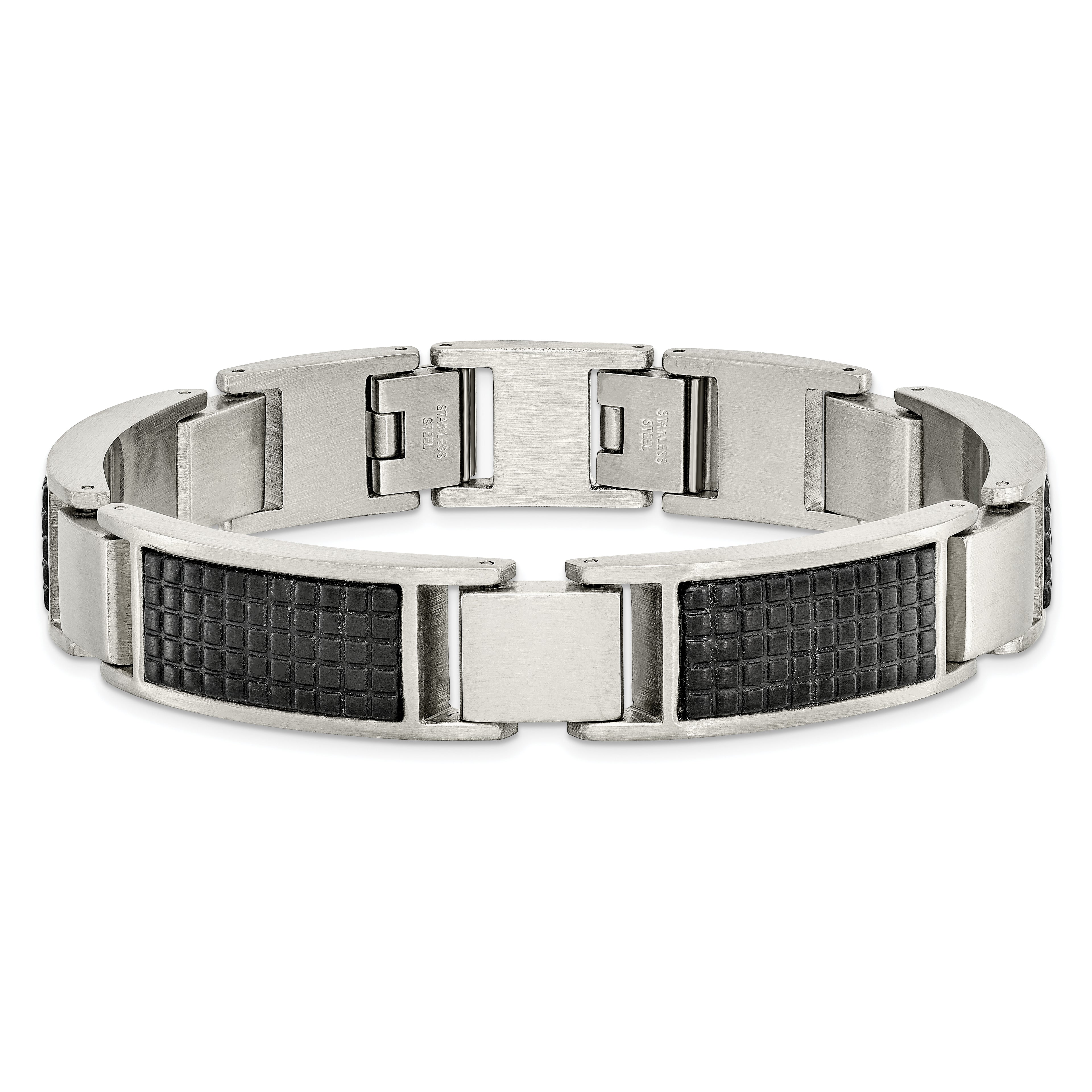 Brushed & Black IP Link Bracelet in Stainless Steel