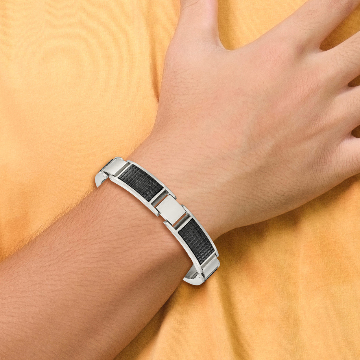 Brushed & Black IP Link Bracelet in Stainless Steel