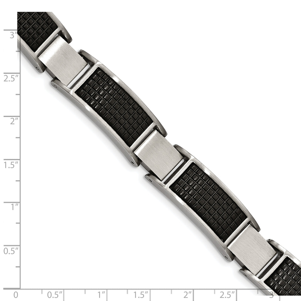 Brushed & Black IP Link Bracelet in Stainless Steel