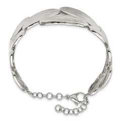 Stainless Steel Polished & Hammered w/1.5in ext. Bangle Bracelet