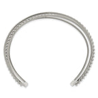 Stainless Steel Polished Beaded Cuff Bangle