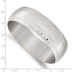 Stainless Steel Brushed and Polished Hammered Bangle
