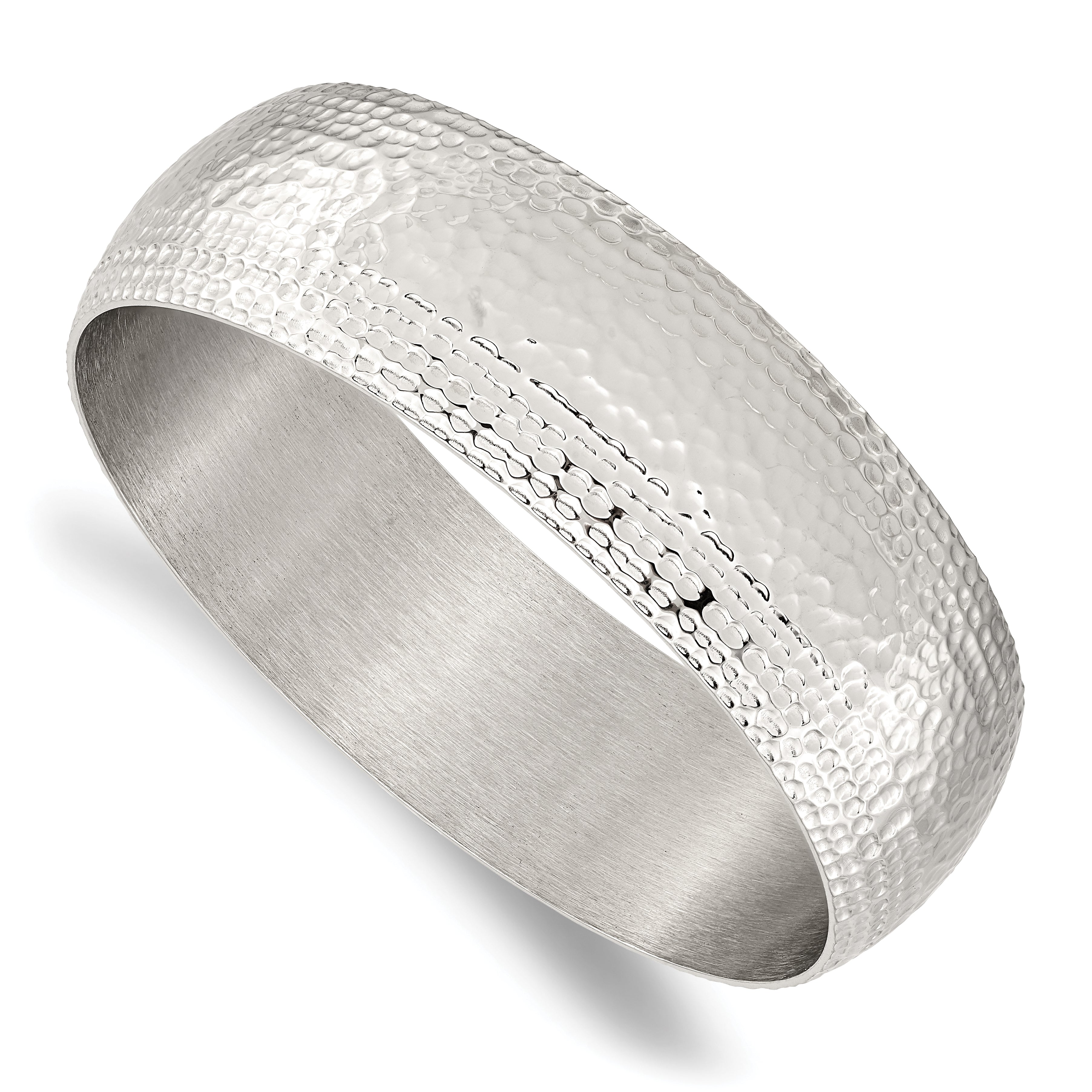 Stainless Steel Brushed and Polished Hammered Bangle Main image