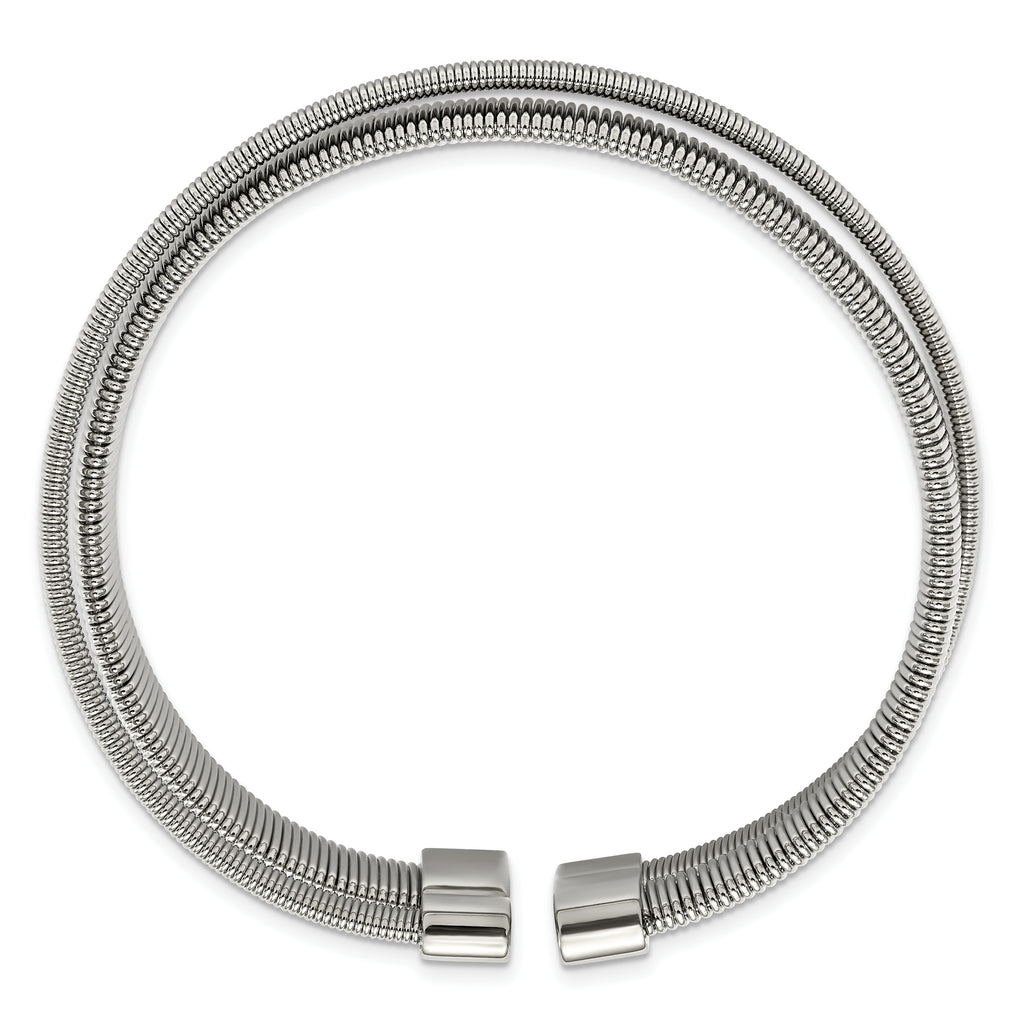 Polished & Textured Cuff Bracelet in Stainless Steel
