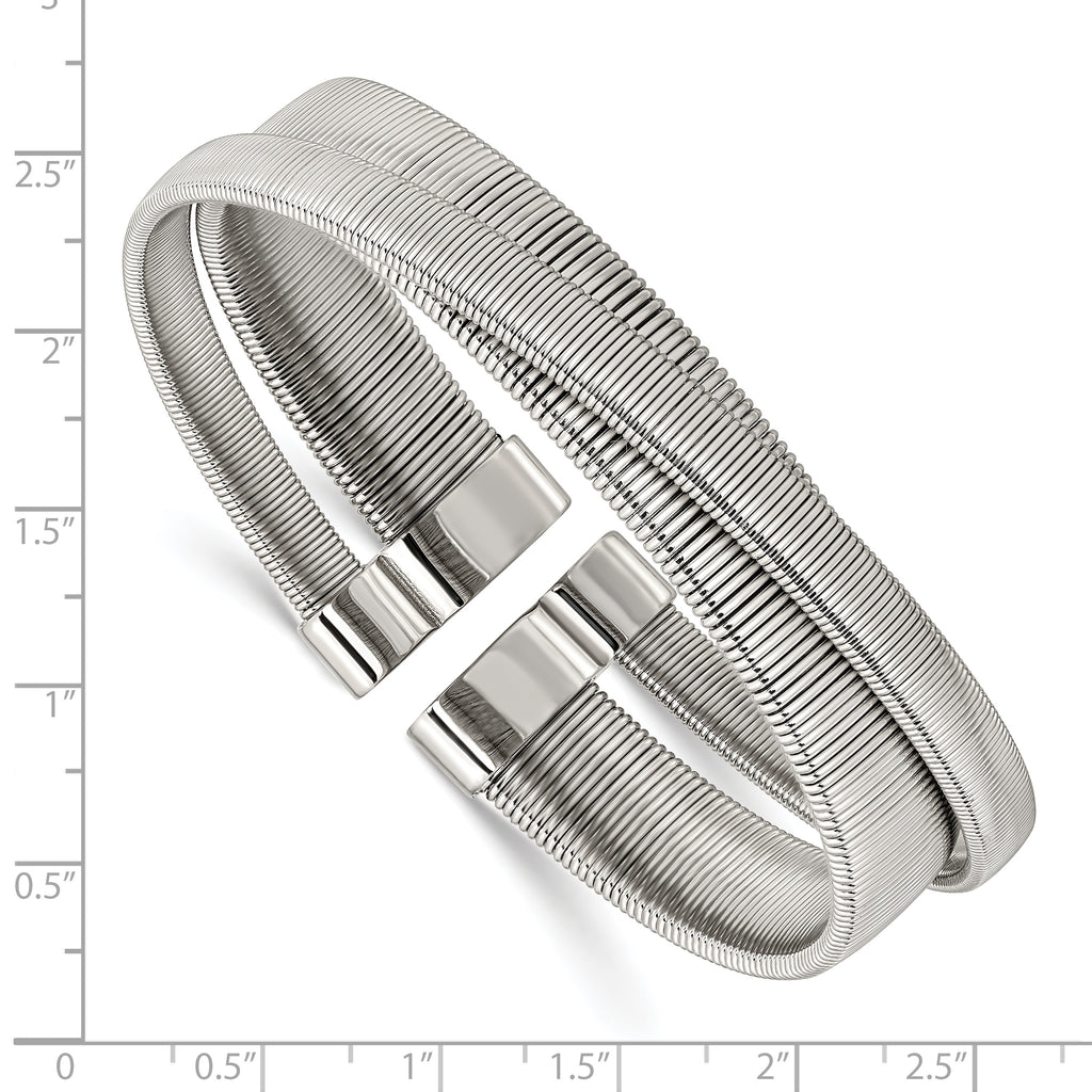 Polished & Textured Cuff Bracelet in Stainless Steel