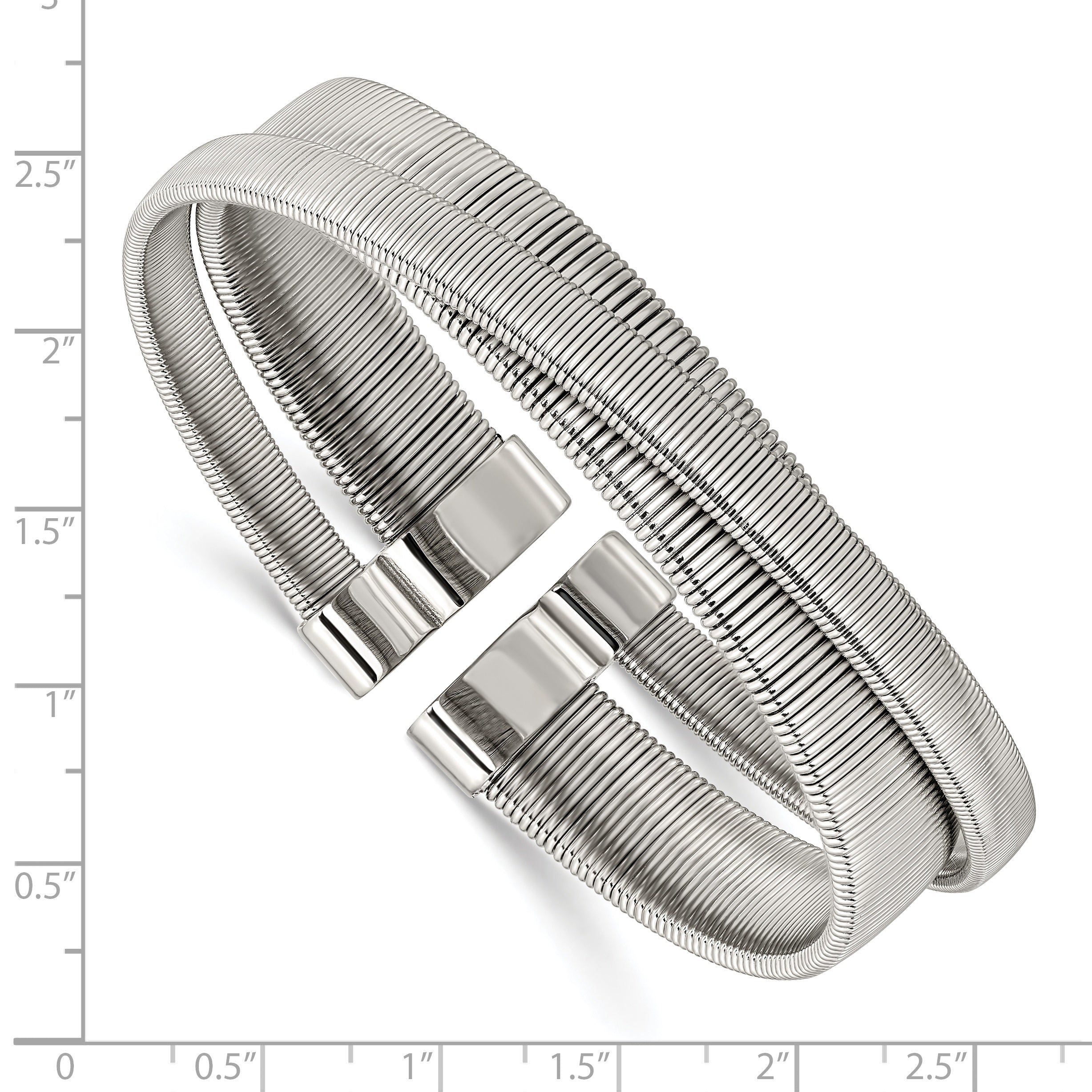 Polished & Textured Cuff Bracelet in Stainless Steel