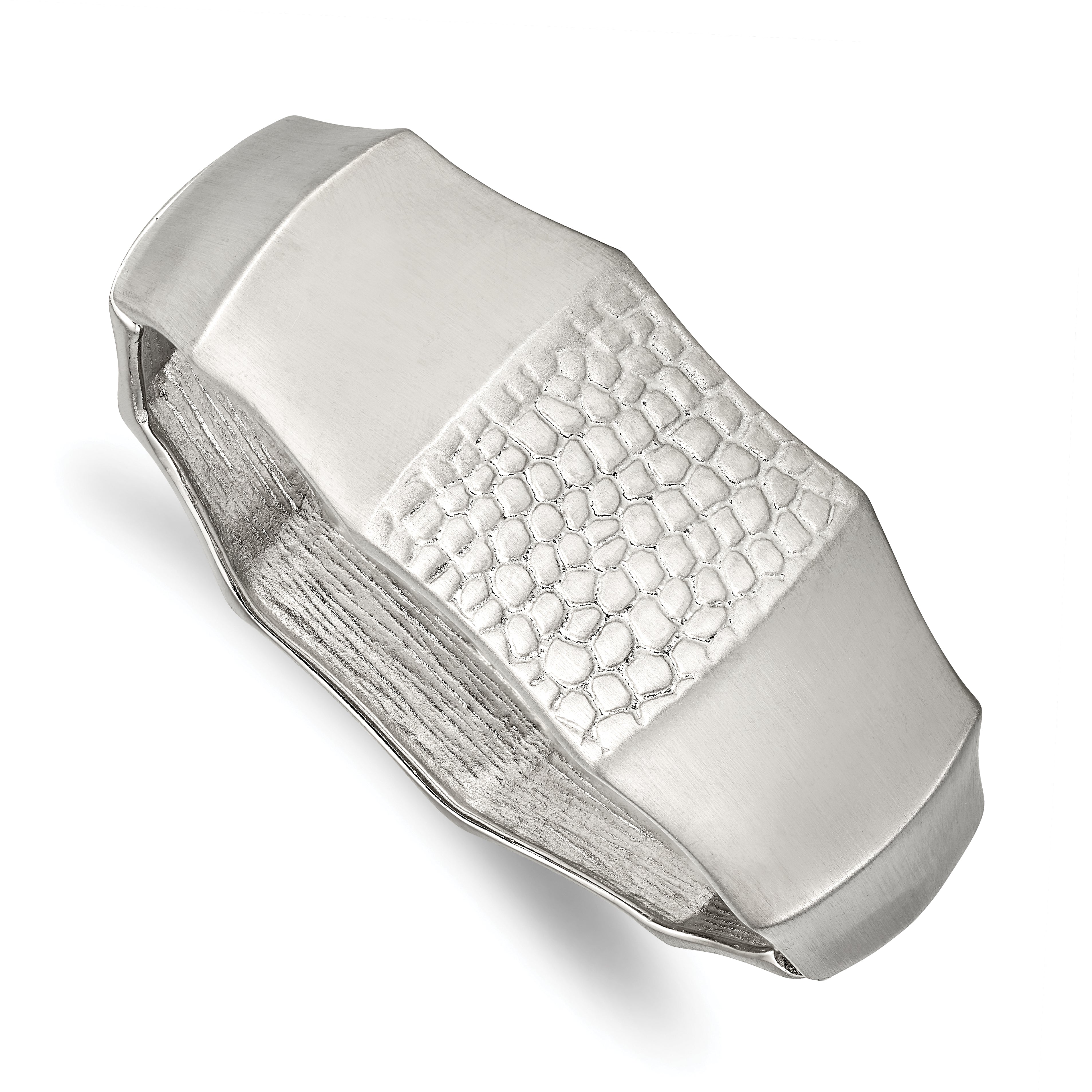 Stainless Steel Brushed and Textured Hinged Bangle Main image