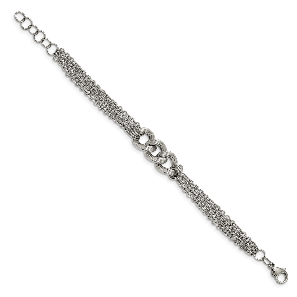 Polished Oval Multi-Chain Bracelet in Stainless Steel