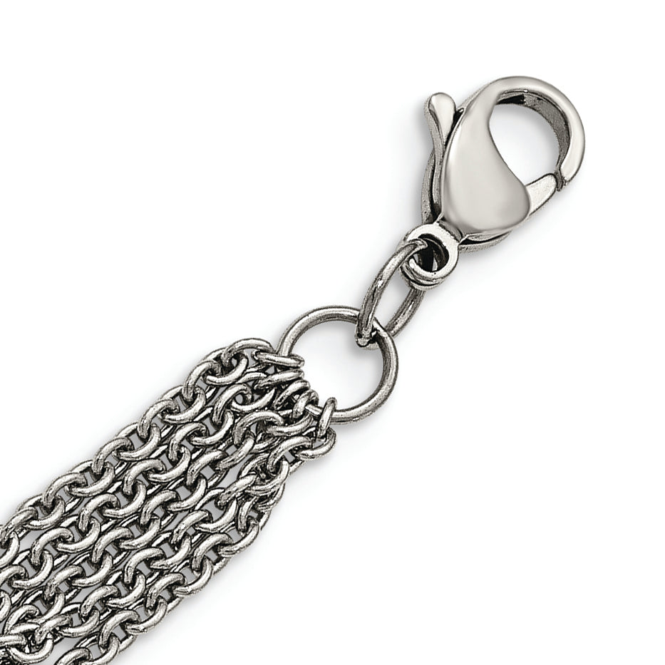 Polished Oval Multi-Chain Bracelet in Stainless Steel