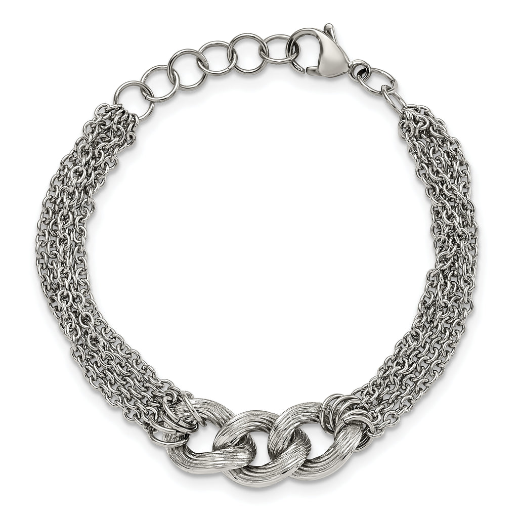 Polished Oval Multi-Chain Bracelet in Stainless Steel