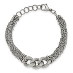 Polished Oval Multi-Chain Bracelet in Stainless Steel