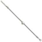 Heart Bead Snake Chain Bracelet in Stainless Steel