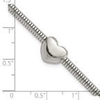 Heart Bead Snake Chain Bracelet in Stainless Steel