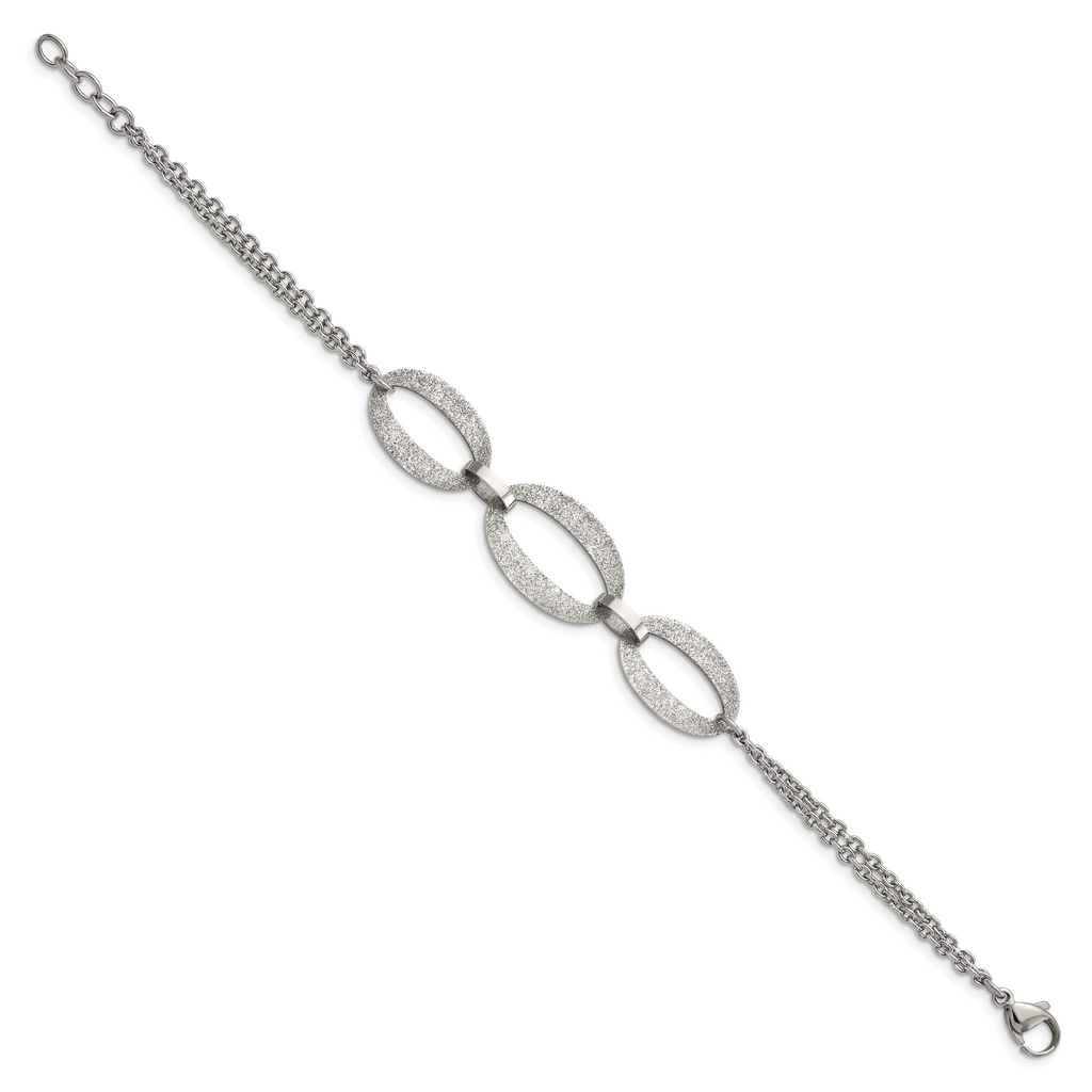 Laser-Cut Polished Bracelet in Stainless Steel