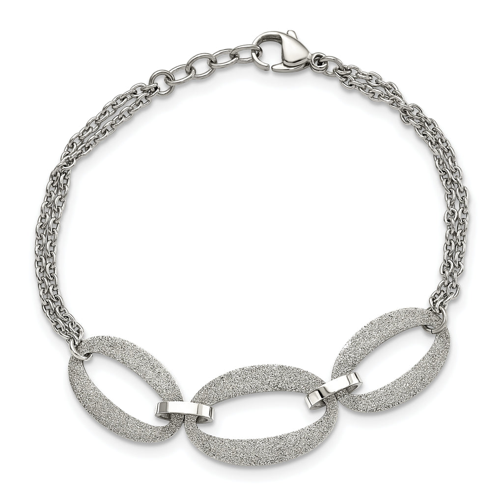 Laser-Cut Polished Bracelet in Stainless Steel