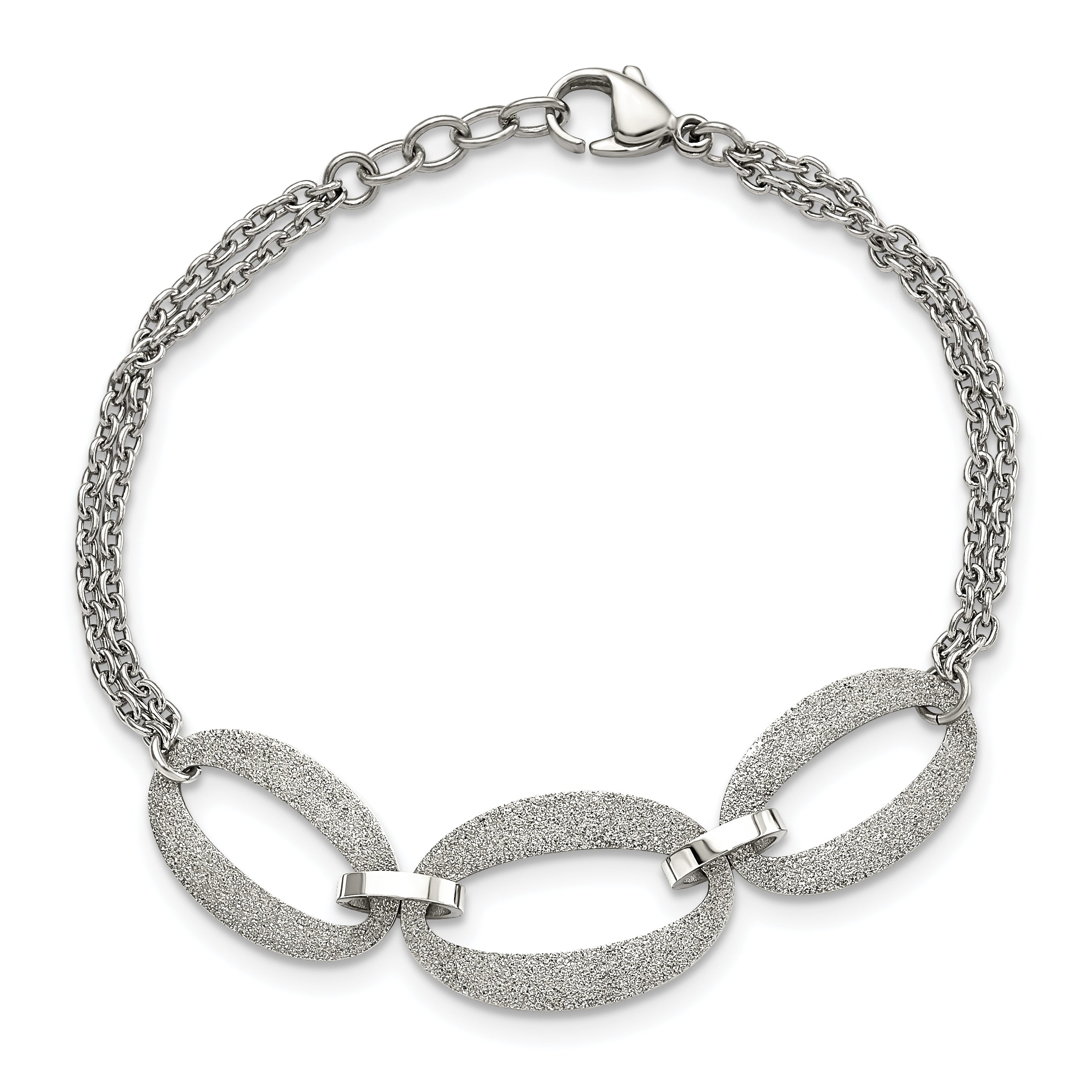 Laser-Cut Polished Bracelet in Stainless Steel