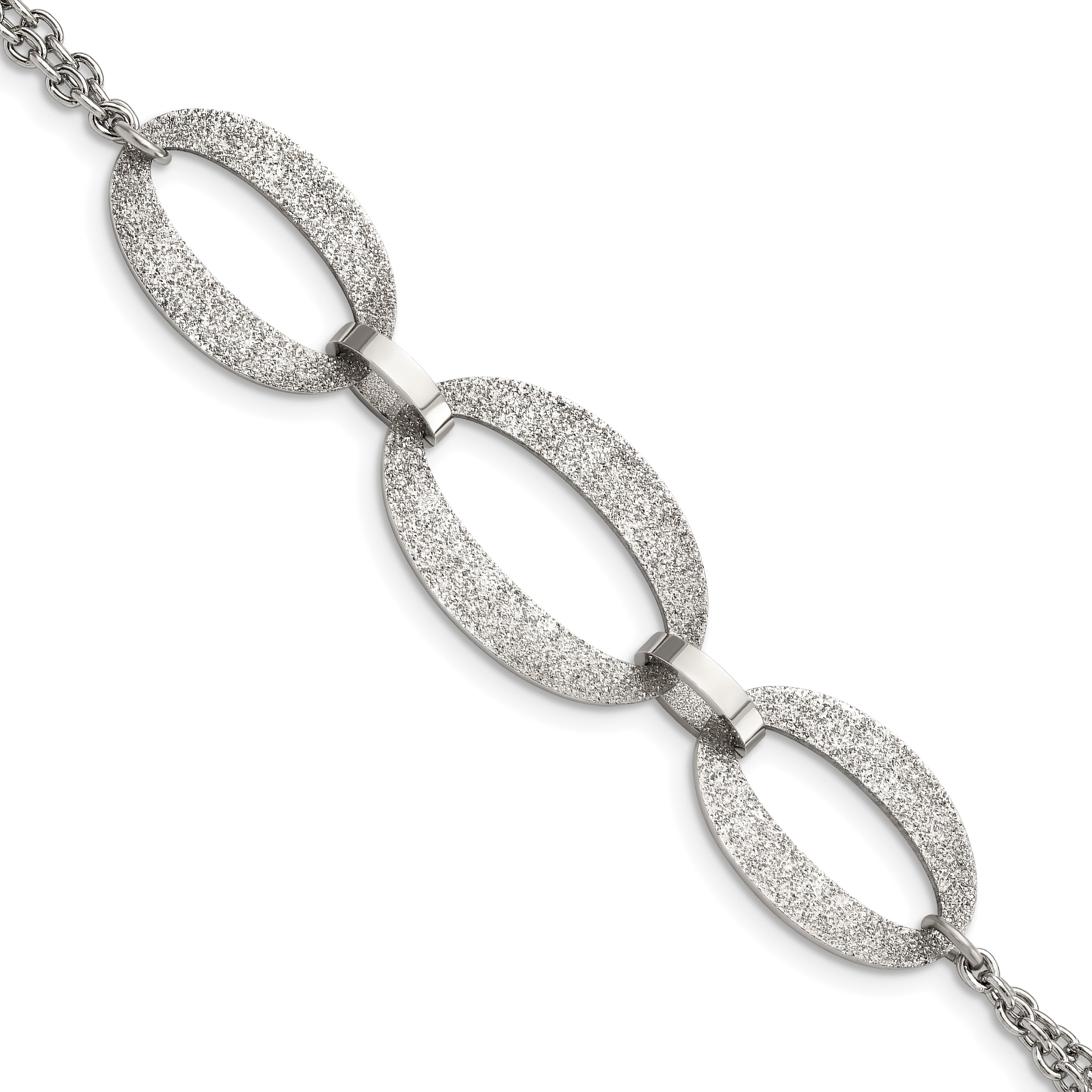 Stainless Steel Polished Laser Cut 7in w/.5in ext. Bracelet Main image