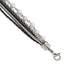 Stainless Steel Polished Leather w/Simulated Pearls w/ 1in ext Bracelet