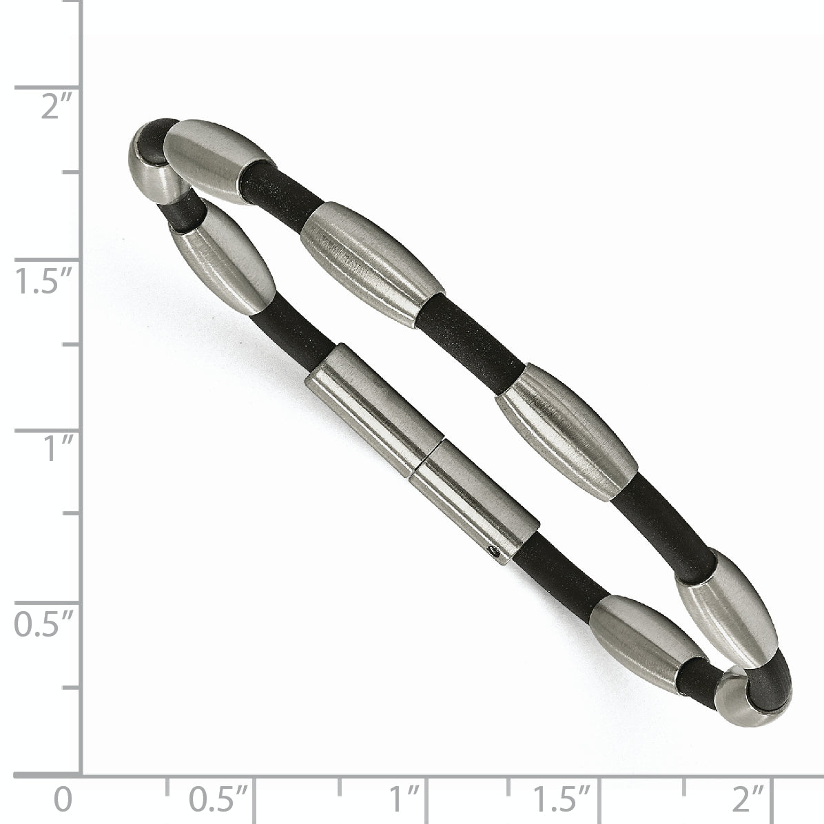 Brushed Oval Link Bracelet in Stainless Steel & Black PVD