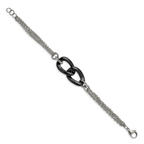 Polished Black Ceramic Bracelet in Stainless Steel