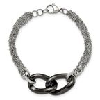 Polished Black Ceramic Bracelet in Stainless Steel