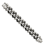 Polished Bracelet in Stainless Steel with Black Ceramic