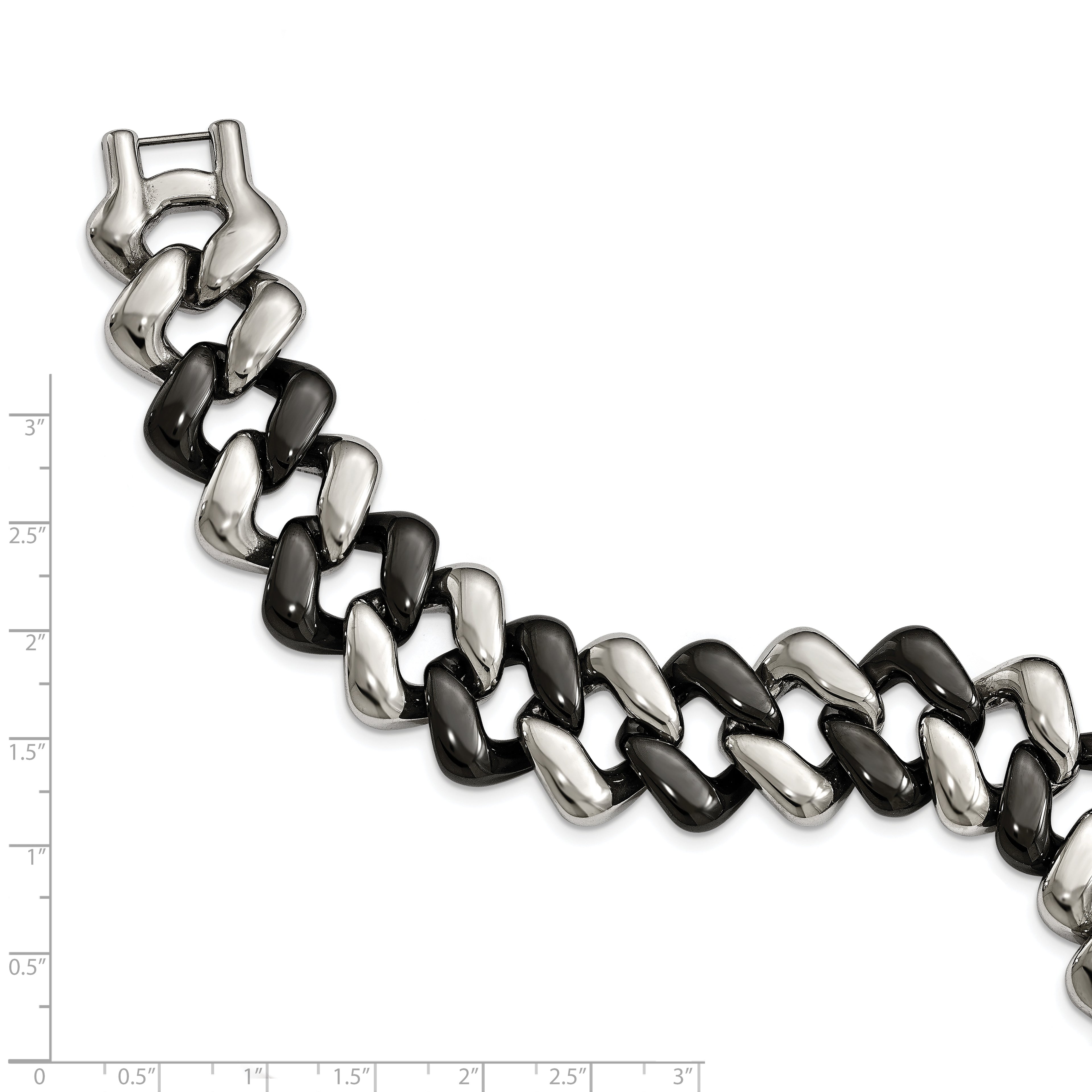 Polished Bracelet in Stainless Steel with Black Ceramic