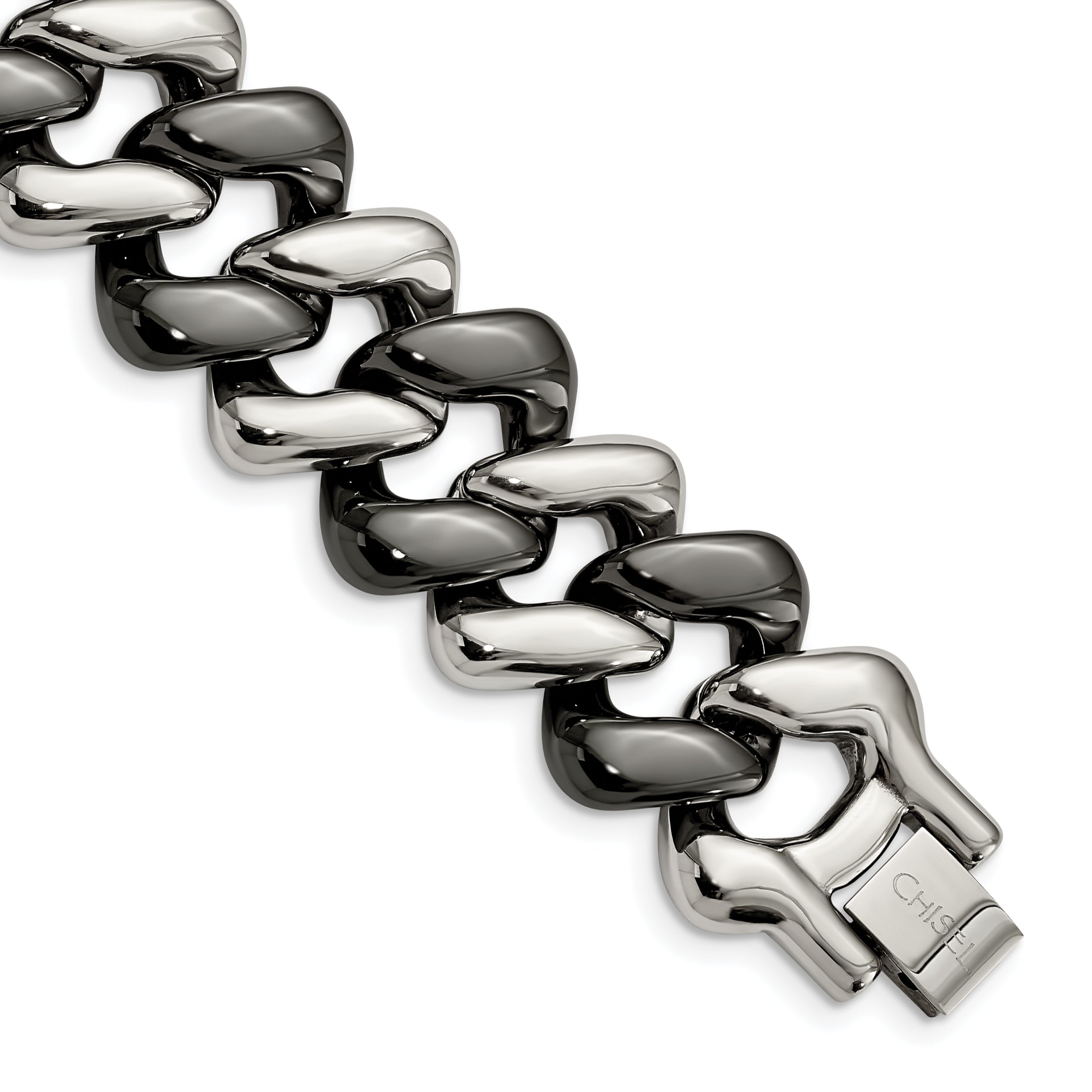 Stainless Steel Polished w/Black Ceramic 7.5in Bracelet Main image
