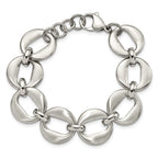 Open Link Bracelet in Stainless Steel, Polished & Brushed