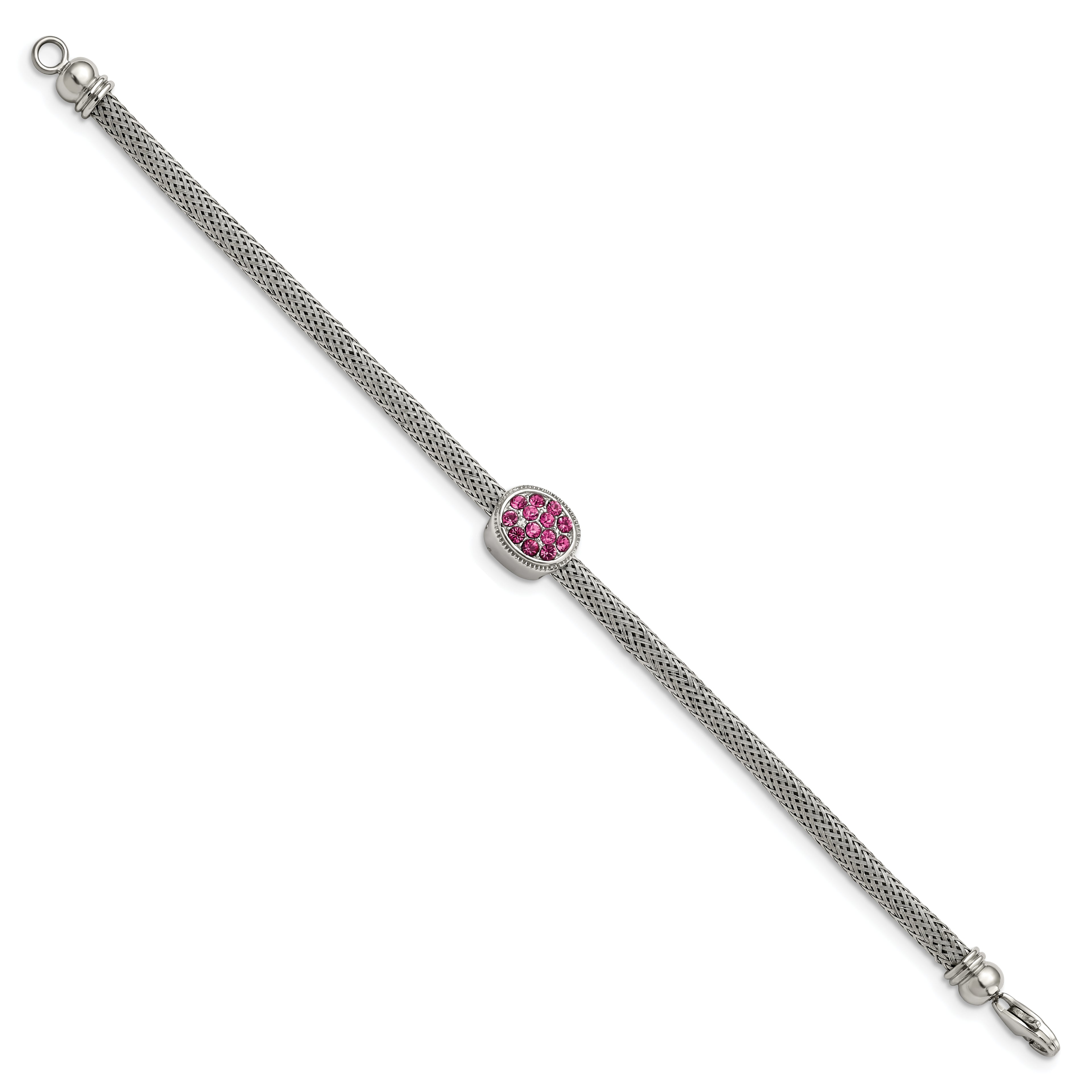 Pink Crystal Bracelet in Stainless Steel