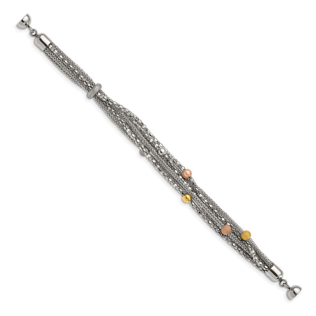 Rose & Yellow Mesh Bracelet in Stainless Steel