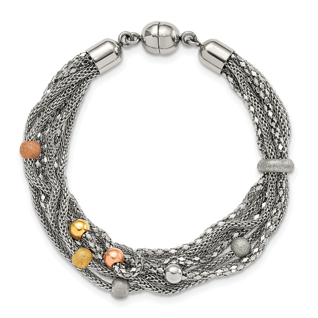 Rose & Yellow Mesh Bracelet in Stainless Steel
