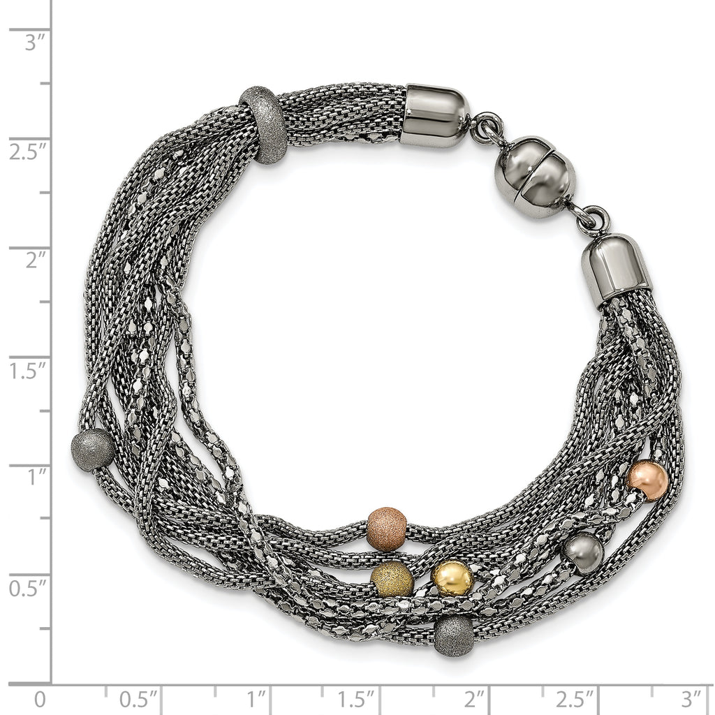 Rose & Yellow Mesh Bracelet in Stainless Steel
