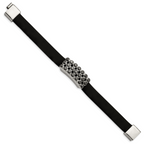 Black CZ & Rubber Bracelet in Stainless Steel