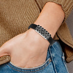 Black CZ & Rubber Bracelet in Stainless Steel