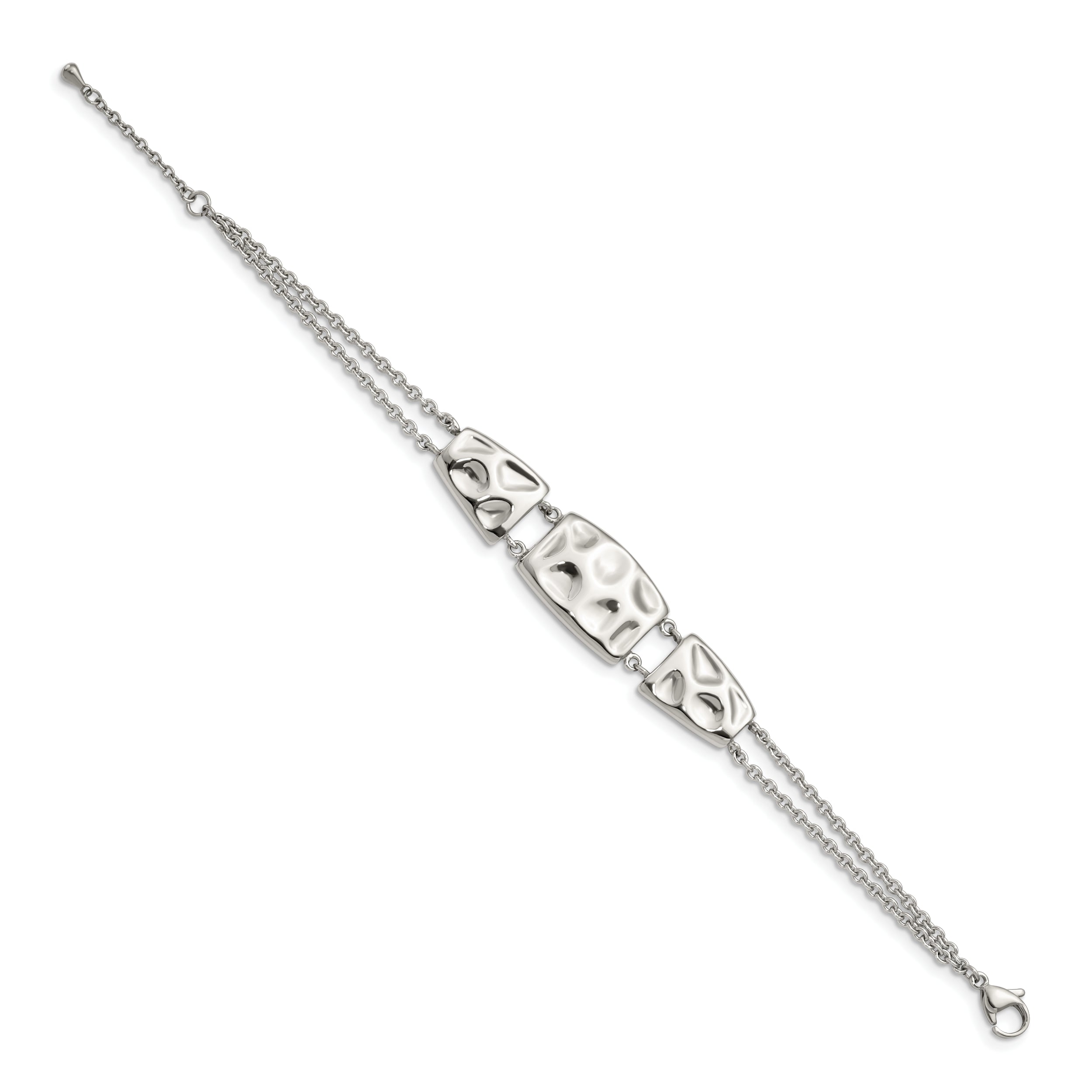 Stainless Steel Polished and Textured w/1in ext.7in Bracelet