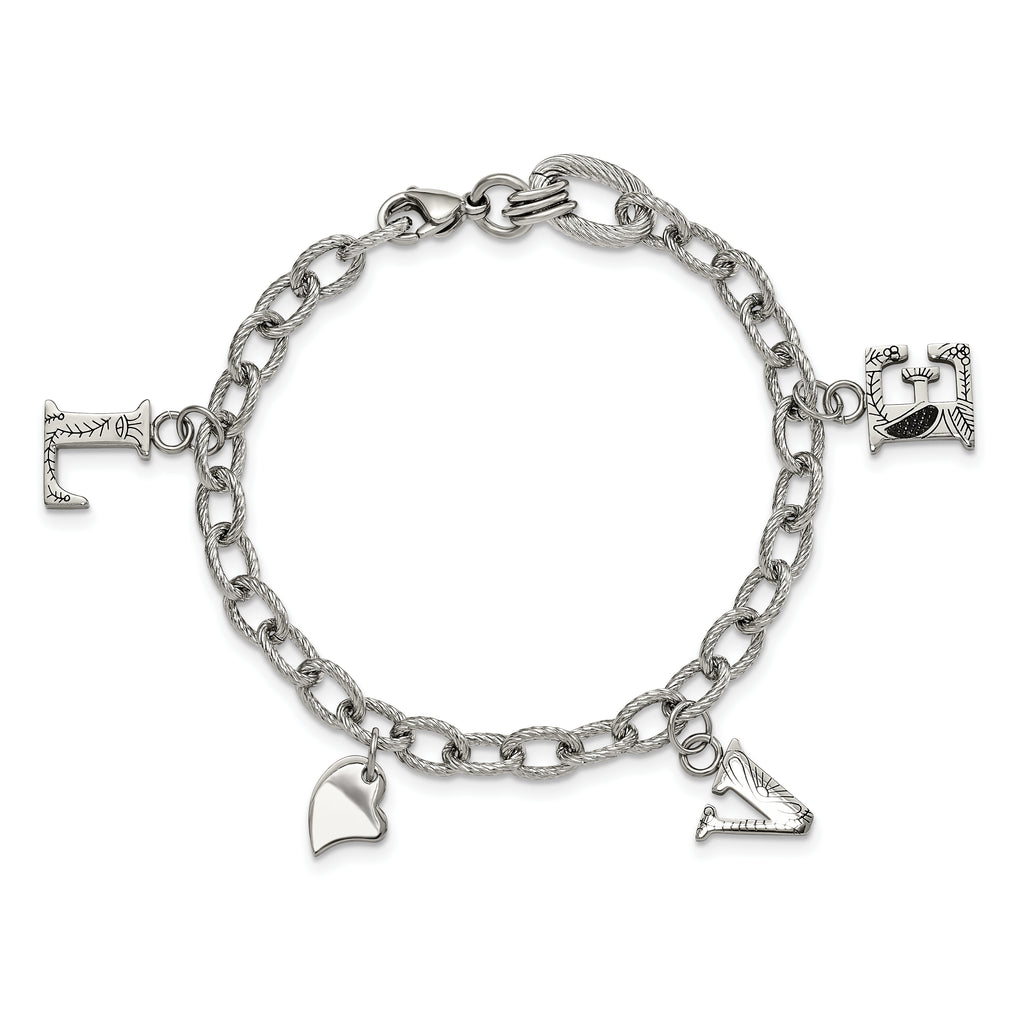 LOVE Charm Bracelet in Stainless Steel