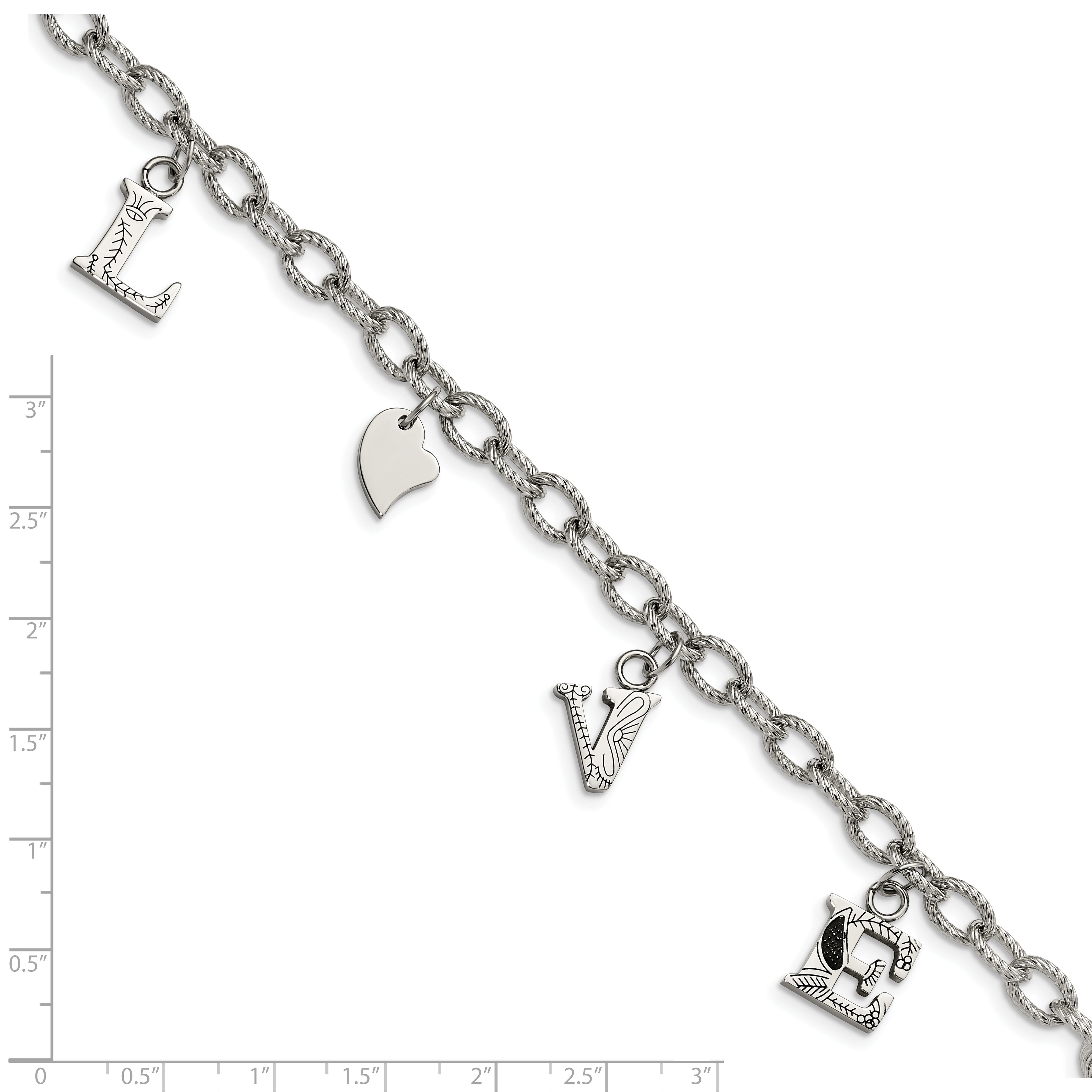 LOVE Charm Bracelet in Stainless Steel