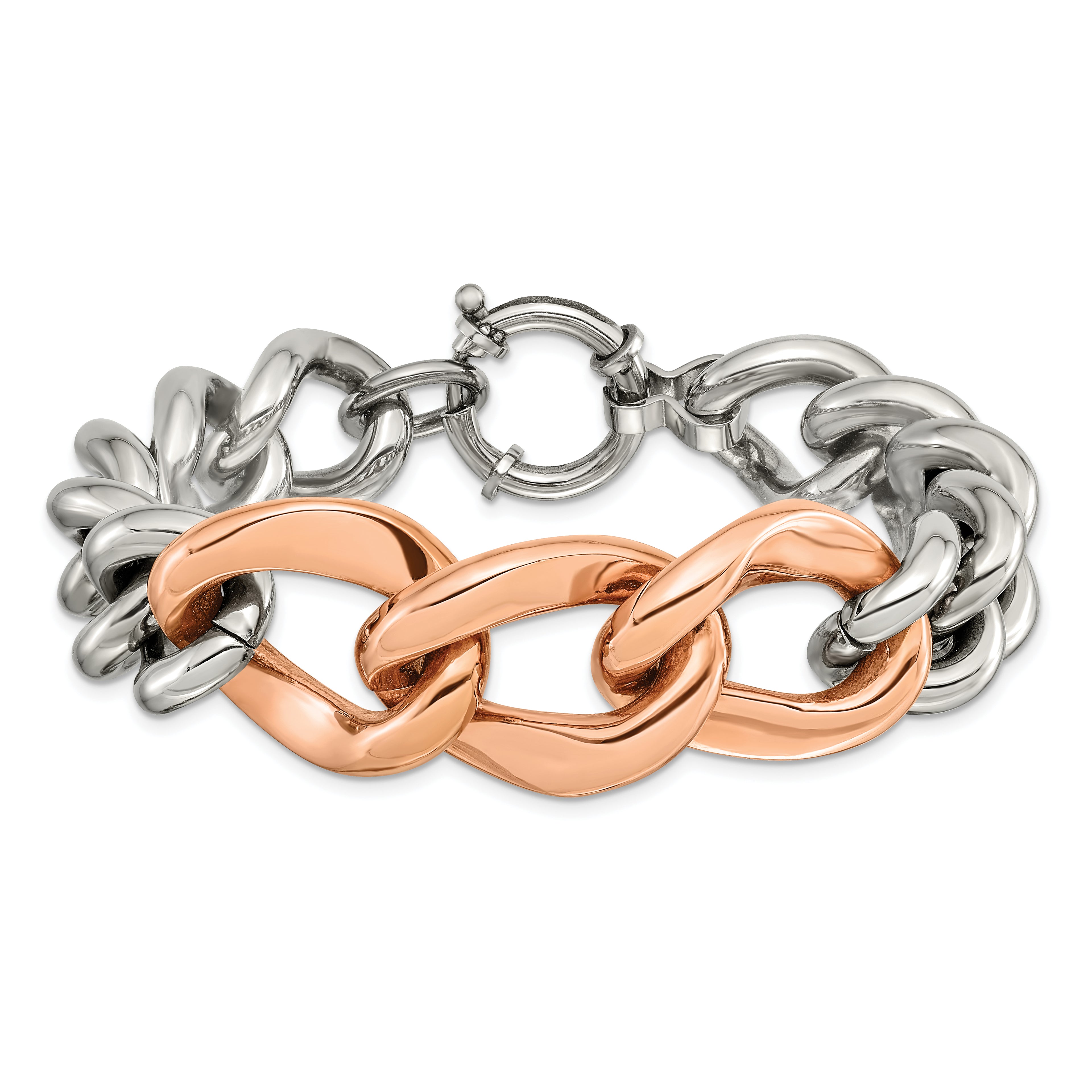 Rose-Tone Polished Bracelet in Stainless Steel