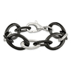 Open Link Bracelet in Stainless Steel & Black Ceramic