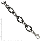 Open Link Bracelet in Stainless Steel & Black Ceramic