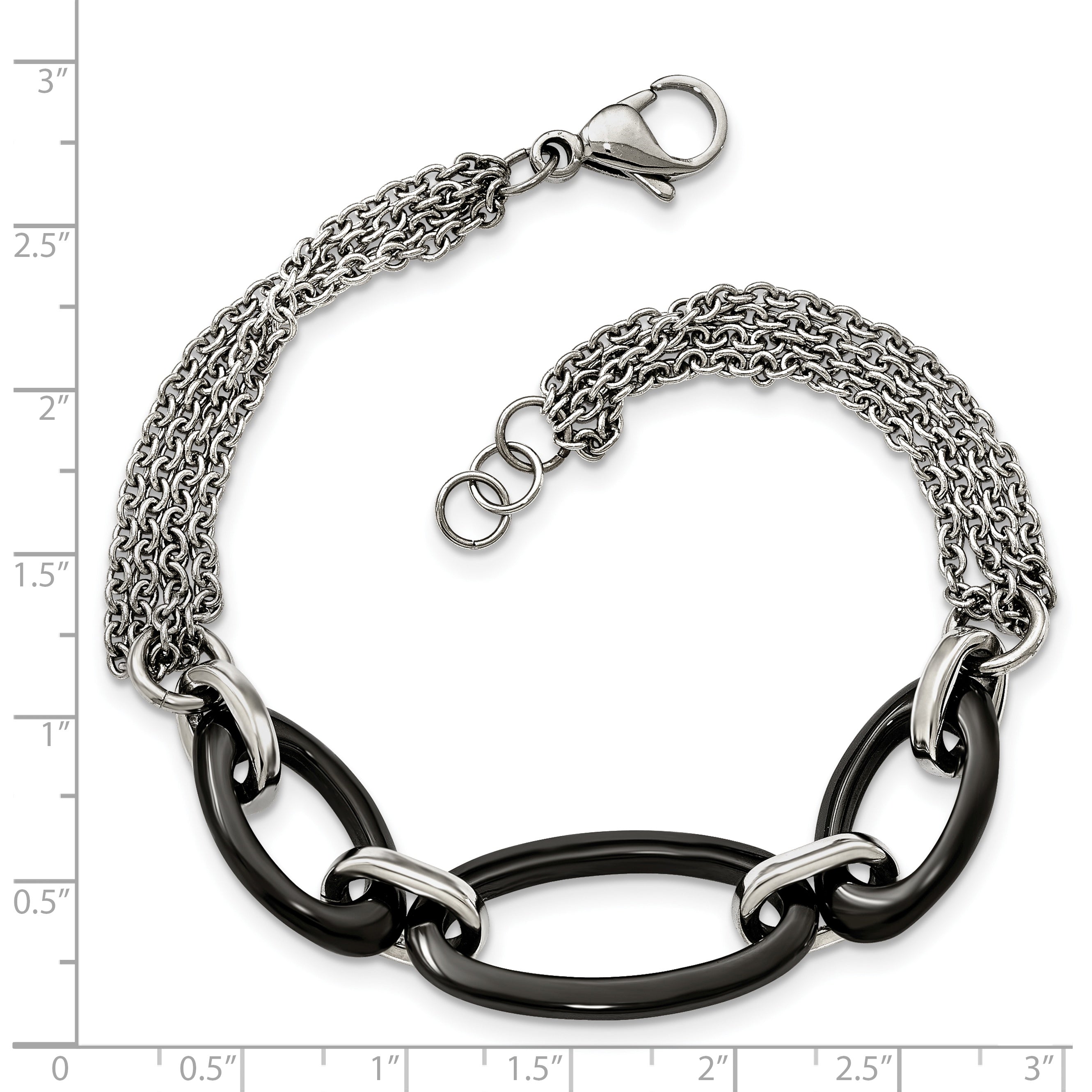 Polished Bracelet in Stainless Steel & Black Ceramic