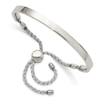 Chisel Stainless Steel Polished Bar Adjustable Fabric Cord Bangle Bracelet