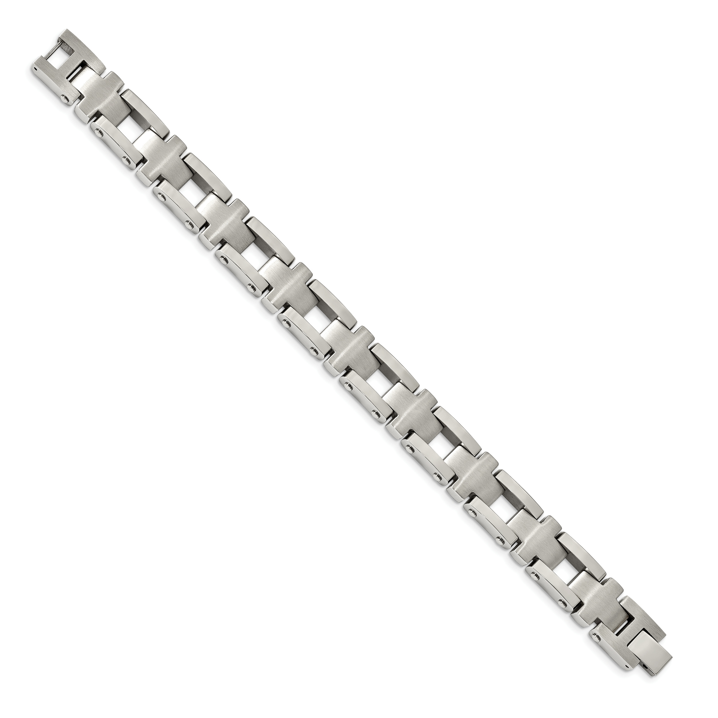 Chisel Stainless Steel Brushed and Polished 8.5 inch Open Cross Link Bracelet Secondary image