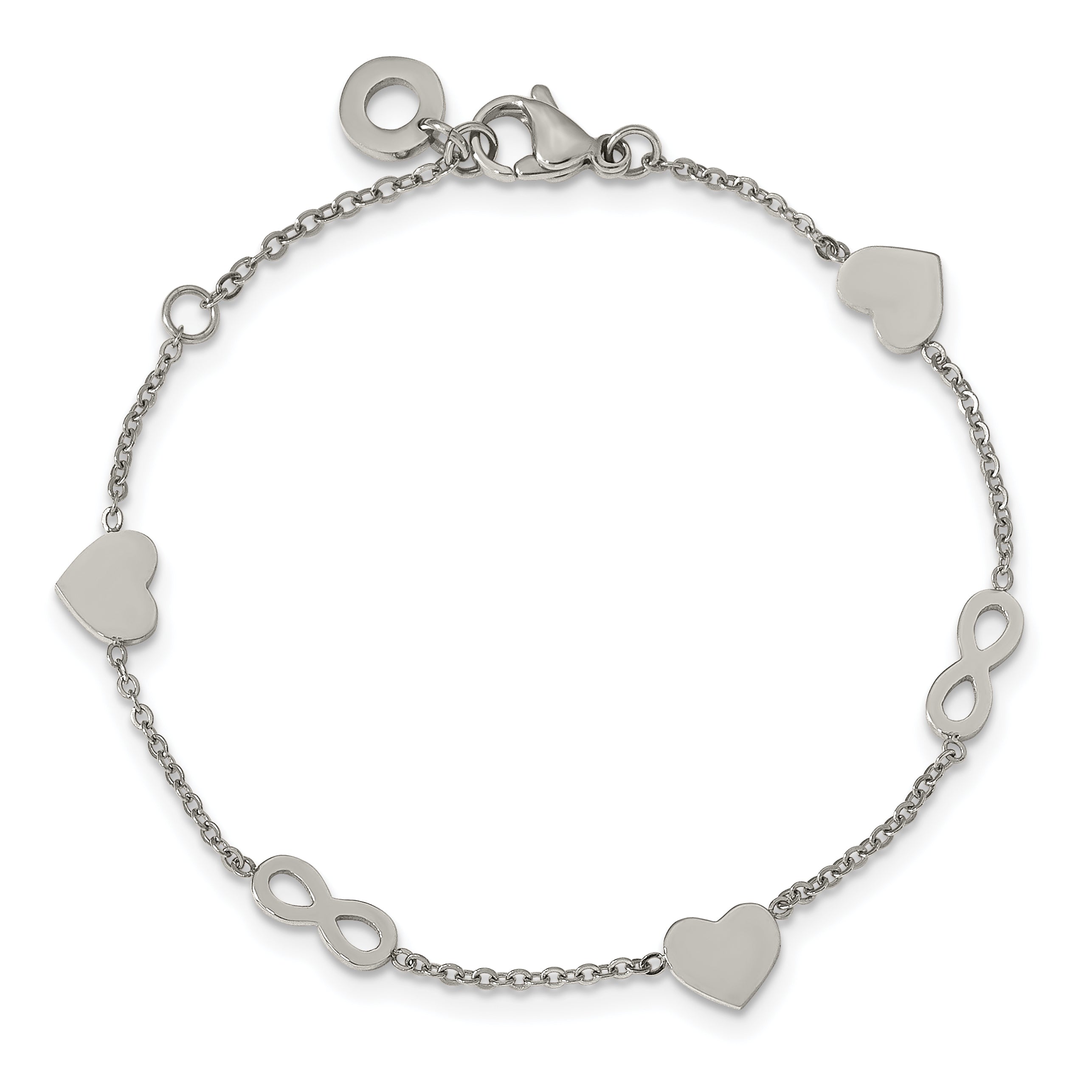 Heart & Infinity Bracelet in Stainless Steel